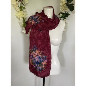 Vintage Club 7 Echo Burgundy Multi Bold Classic‎ 100% Silk Scarf Made in Japan